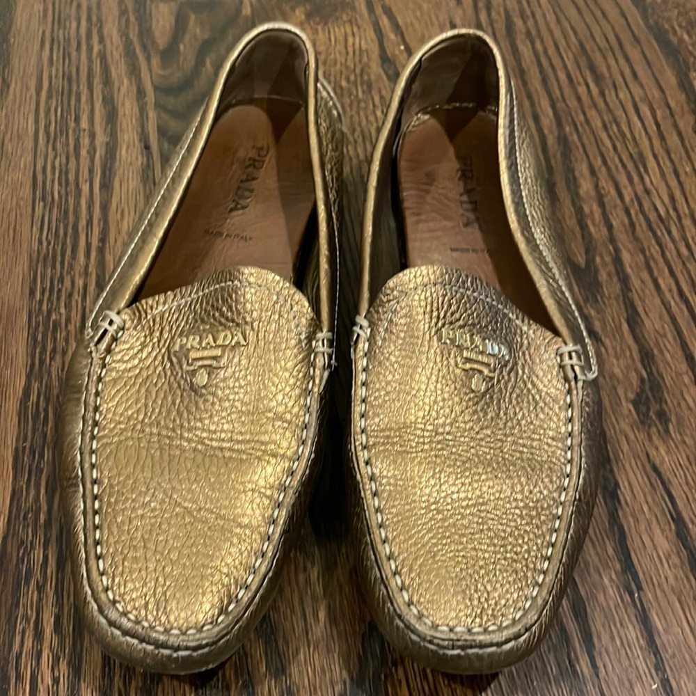 Prada Driving moccasin, bronze size 39
